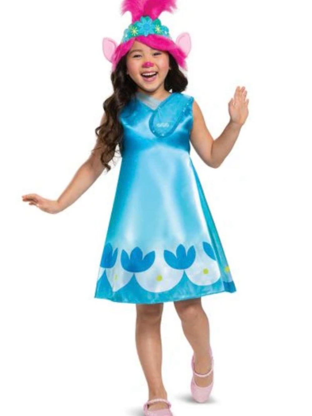 Dreamworks Poppy Trolls Costume with Pink Headpiece size small 4-6